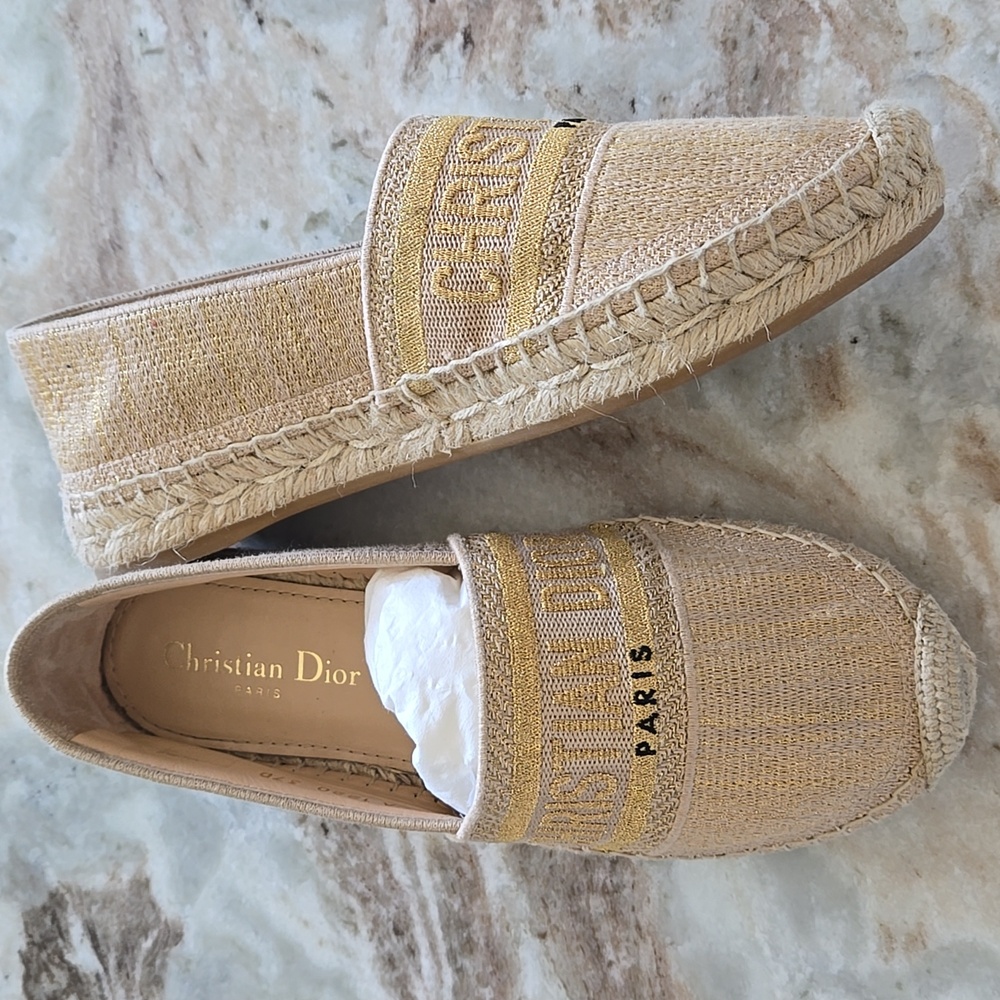 Dior Granville 62K Gold Espadrilles